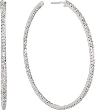 Diamond hoops in 14k white gold