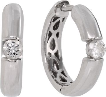 diamond huggie earrings in 18k white gold Earring Collection