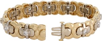 Diamond line bracelet in 14k white and yellow