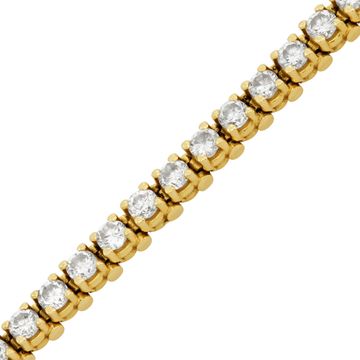 Diamond line bracelet in 14k yellow gold with over 4 carats in round diamonds (I-J color, SI clarity).