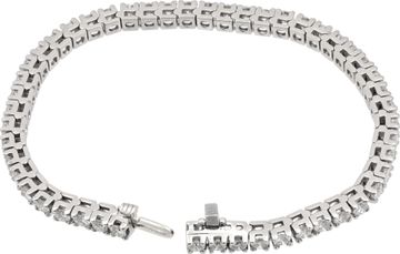 Diamond line bracelet in platinum - 5.83 carats in round brilliant cut diamonds