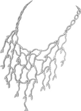 Diamond necklace in 18k white gold with 35.91 carats in diamonds