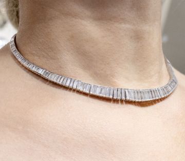 Diamond necklace in platinum approx. 20 carats in F-G color, VVS-VS clarity