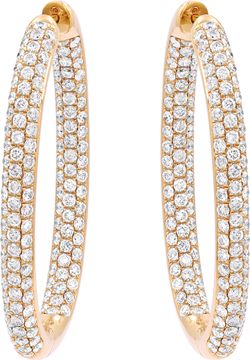 Diamond Oval Hoop Earrings In 18k Rose Gold Earring Collection