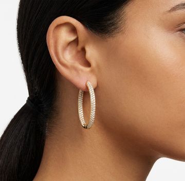 Diamond Oval Hoop Earrings In 18k Rose Gold Earring Collection
