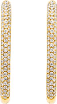 Diamond Oval Hoop Earrings in 18k Yellow Gold