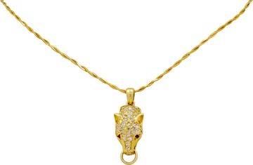 Diamond Panthere Necklace and Earring Set in 18k yellow gold