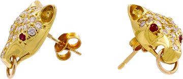 Diamond Panthere Necklace and Earring Set in 18k yellow gold