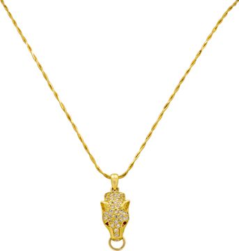 Diamond Panthere Necklace and Earring Set in 18k yellow gold