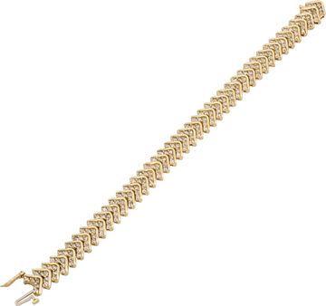 Diamond Pave Set Arrow Line in 14k yellow gold with over 4 carats in diamonds