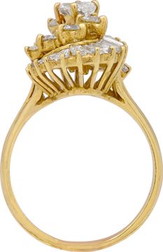 Diamond Pave Swirling RIng in 14k yellow gold