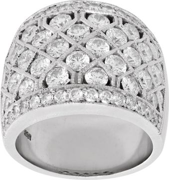 Diamond Ring in 18k white gold featuring a wide dome design Ring Collection