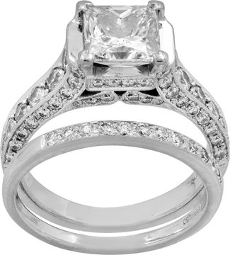 Diamond ring in 18k white gold with center princess cut 2.19 ct G SI1 diamond. Plus matching wedding band in 18k white gold Ring Collection