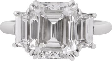 Diamond ring set in platinum 4.04ct emerald cut diamond (To be sent to GIA)