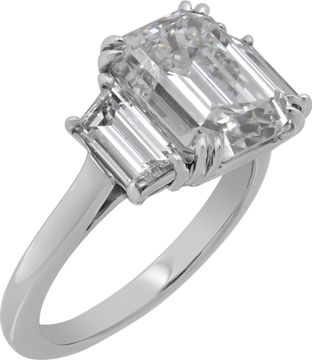 Diamond ring set in platinum 4.04ct emerald cut diamond (To be sent to GIA)