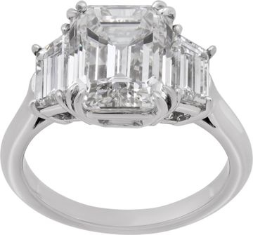Diamond ring set in platinum 4.04ct emerald cut diamond (To be sent to GIA)