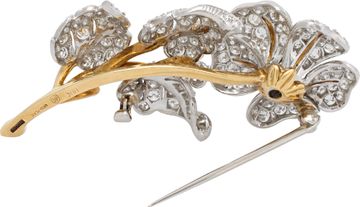 Diamond Rose Brooch In Platinum and 18K yellow gold.