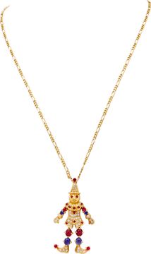 Diamond Ruby and Sapphire Jester/Clown Pendant on a Figaro Chain in 18k