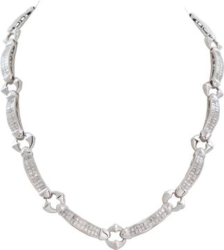 Diamond Station Necklace in 18k white gold with over 8.5 cararts