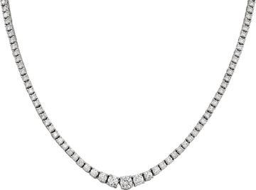 Diamond tennis necklace with 7 carats in round brilliant cut diamonds set in 14k white gold