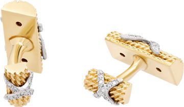 Diamond X cufflinks in 14k white & yellow gold