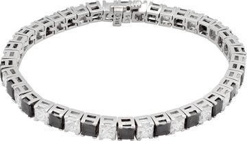 Diamonds and quarts line bracelet in 18k white gold
