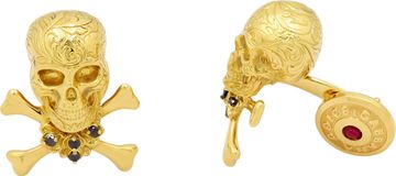 Dolce and Gabbana Skull and Crossbone Black Diamond and Ruby Cufflinks 18k gold
