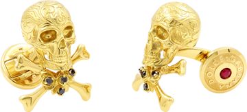 Dolce and Gabbana Skull and Crossbone Black Diamond and Ruby Cufflinks 18k gold