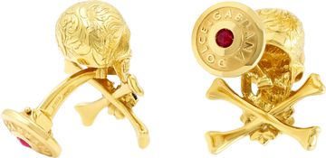 Dolce and Gabbana Skull and Crossbone Black Diamond and Ruby Cufflinks 18k gold