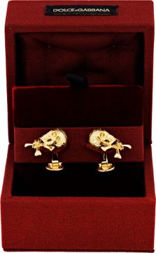 Dolce and Gabbana Skull and Crossbone Black Diamond and Ruby Cufflinks 18k gold
