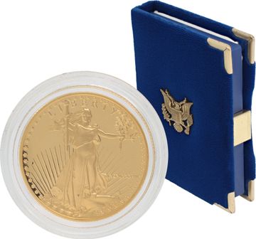 $25 American Eagle 1/2 oz Gold Coin with box and paperwork $25 American Eagle 1/2 oz Gold Coin with box and paperwork stamped 1987 in roman numerals