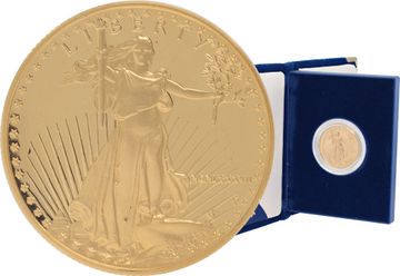 $25 American Eagle 1/2 oz Gold Coin with box and paperwork stamped 1987 in roman numerals