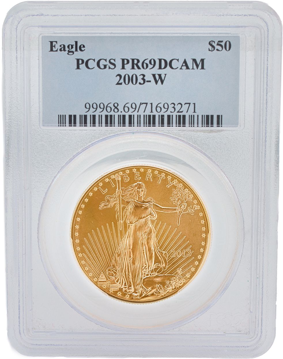 $50 Gold American Liberty Eagle Coin 1 oz. of fine gold. 2003-W