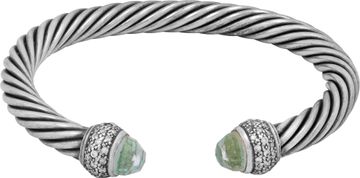 DY cable bracelet aqua marine with diamond tips. DY cable bracelet aqua marine with diamond tips. Bracelet Collection