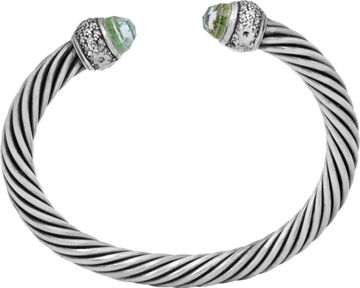 DY cable bracelet aqua marine with diamond tips.