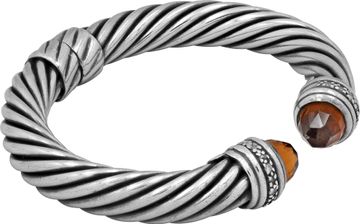 DY cable bracelet yellow citrinne with diamond tips 10mm