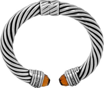 DY cable bracelet yellow citrinne with diamond tips 10mm
