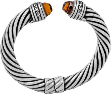 DY cable bracelet yellow citrinne with diamond tips 10mm