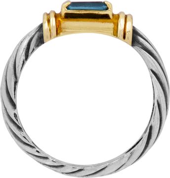 Dy ring blue topaz emeral cut.