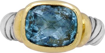 DY ring blue topaz in 14k and sterling silver.