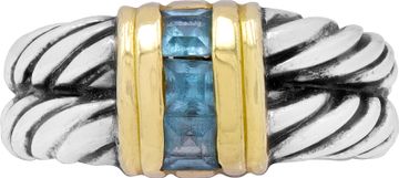 DY ring blue topaz in sterling silver and 14k yellow gold