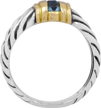 DY ring blue topaz in sterling silver and 14k yellow gold