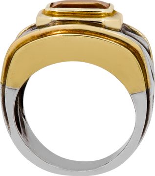 Dy ring sterling silver 14k gold citrine Cigar Cable band.