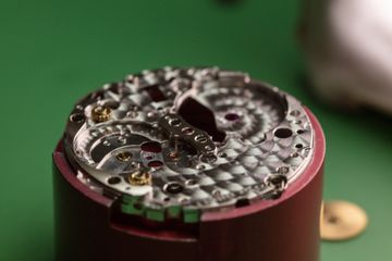 Watch movement photographed during timing diagnosis