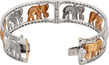 Elephant diamond bangle in 18k rose and yellow gold