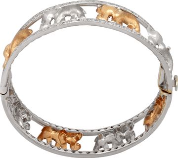 Elephant diamond bangle in 18k rose and yellow gold