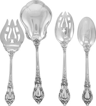 ELOQUENCE sterling silver flatware set 1953 by Lunt Silversmiths. The most complete Eloquence Lunt set being sold in America. TOTAL: 121 pieces. Over 170 troy ounces of .925 sterling silver