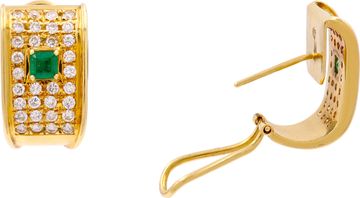 Emerald and Diamond Earrings in 18k yellow gold