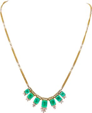 Emerald and diamond necklace in 18k