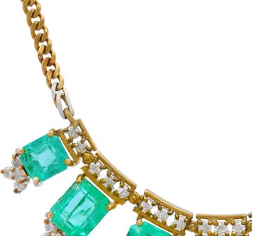 Emerald and diamond necklace in 18k